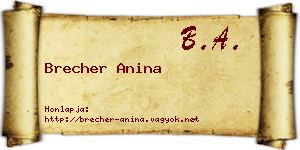 Brecher Anina névjegykártya
